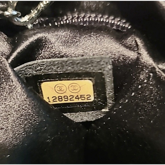 Chanel Satin Crystal CC Clutch Shoulder Bag Black Silver Chain - Picture 6 of 9